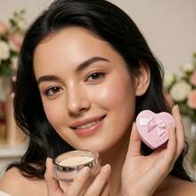 6个装心形蝴蝶结化妆海绵套装 - 天鹅绒和塑料双材质粉扑，干湿两用，柔软不吸水，粉色爱心礼盒 - 彩色 - 查看 6