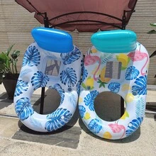 1个加厚成人充气枫叶漂浮床，多功能网状躺椅，带杯架的水上漂浮床，泳池派对，沙滩娱乐 - A - 查看 6