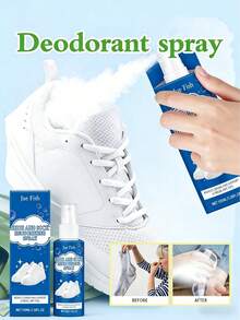 JUE FISH 1 Box 100ml Shoe & Sock Deodorizing Spray, Freshener - Quickly Removes Odor, Keeps Fresh & Dry, Unique Mint Fragrance, Refreshing, Convenient Spray Design. + Deodorizing Insole Pads, Removes Odor, Suitable For All, Multiple Product Options. Essential For Dates, Athletes, Holidays, Back To School, Great Gift For Family & Friends. (Random Shipment Of New & Old Versions) - Liquid - View 4