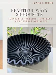 Large Decorative Bowl, Black Decorative Bowl, Home Decor - Pleated Bowl - Wavy Bowl - Scalloped Bowl - Fashionable Key Bowl, Suitable For Entryway Table - Multicolor - View 2