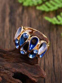 Cring Coco 1 chiếc nhẫn nữ kiểu Bohemian sang trọng màu xanh dương, chất liệu co giãn, có thể điều chỉnh kích thước, phù hợp để đeo hàng ngày, dự tiệc, lễ hội, Ngày của Mẹ, sinh nhật, làm quà tặng phụ kiện trang sức. - hình học - Xem 6