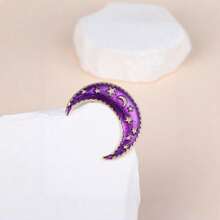 1pc New Creative Moon Brooch - A Stylish Lady's Pin Accessory With Anti-Glare Effect - Purple - View 9