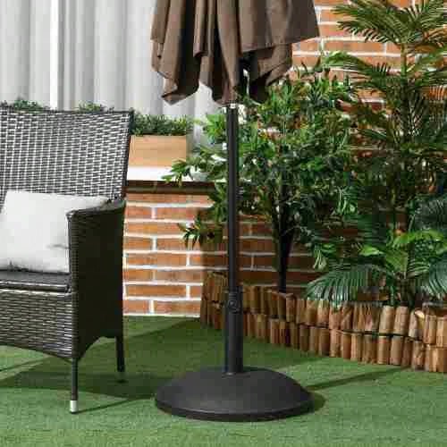 Parasol Base, 3 Adapters, Adjustable, Cement, 25 Kg, Black - A - View 1