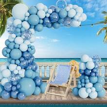Bộ 99 bóng bay trang trí màu xanh dương và bóng bay kim tuyến hình bánh macaron màu xanh dương, thích hợp cho tiệc sinh nhật, tiệc mừng em bé chào đời, lễ rửa tội và đám cưới. - nhiều màu - Xem 3