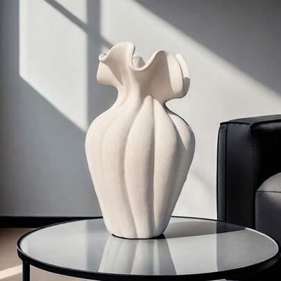 Matte Sculptural Vase, Modern Decorative Floor/Tabletop Vase, Minimalist Nordic Style Home Decor, Elegant Living Room & Dining Table Centerpiece, Wedding & Christmas Decoration, Gift For Her, Girlfriend, Women Winter Gift