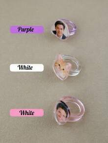 Custom Photo Acrylic Ring, Personalized Portrait Jewelry, Customized Fashion Accessory, Women's Ring, Rings For Men, Customizable Picture Gift For Anniversaries, Galentine's Day & Special Occasions, Stylish Statement Piece, Thoughtful Present, Family Gifts - Multicolor - View 9