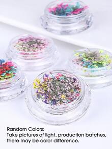 3D仿真花美甲装饰套装 1盒 夏季树脂蕾丝花叶美甲设计 黄绿粉蓝红花瓣饰品 混合美甲装饰 美甲配件 女士美甲 - 彩色 - 查看 5