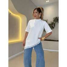 LUIZA T-SHIRT WITH LACE AND SLIT - Off - View 2