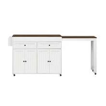 Kitchen Island On Wheels, Extendable Dining Area Kitchen Island With Worktop And Drawers, Mobile Freestanding Kitchen Island, Ideal For Kitchen And Dining Room - Walnut - View 9