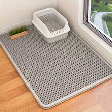 Alfombra para arena de gato de 29" X 21" de doble capa - Alfombra impermeable a prueba de orina para atrapar la arena de gato, diseño de panal para evitar el esparcimiento, fácil de limpiar y antideslizante - Gris - Ver 6