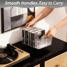 Soporte para CD transparente 2 unidades caja de almacenamiento de CD de plástico estantes de almacenamiento de CD organizadores de almacenamiento de DVD soporte de disco para hasta 40 - Transparente - Ver 2