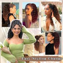 Ponytail Hair Bundle, Natural Black Curly Drawstring Ponytail Synthetic Hair Extension 18 Inches, Suitable For Daily And Party Wear - Brown Ombre - View 6