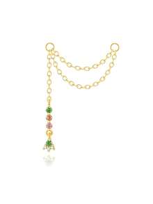 1pc 925 Sterling Silver Agate/Colorful CZ/Opal Earring Chain Accessory, 18K Gold Plated Earring Connector Chain, Convertible Dangle Earrings For Women With Double Pierced Ears - Gold - View 19