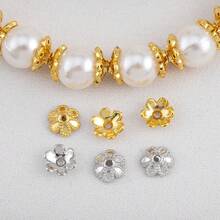 20颗6毫米合金六瓣花形珠帽，花朵隔珠，适用于DIY手工手链项链首饰制作 - 20件 - 查看 8