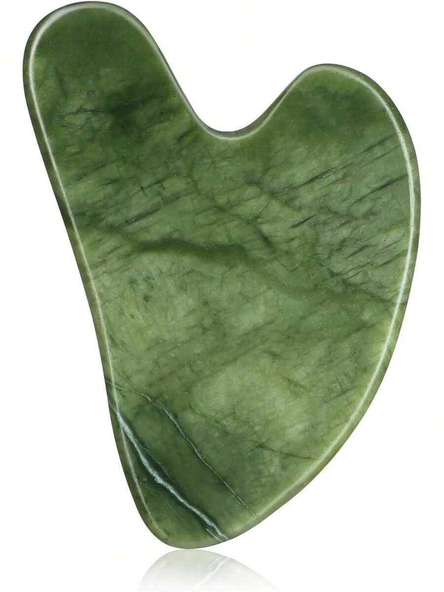 Gua Scraping Massage Natural Jade Guasha Board Therapy Point Treatment Dark Green - Dark Green - View 1