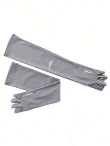 1 Pair Unisex Anti-Cooling Arm Sleeves With Half Finger Gloves, Summer Sunscreen Sweat Absorbing Arm Guards With Non-Slip, Sleeves Men And Women, Outdoor Sports, Cycling, Driving, Feeling Half Finger Screen Sleeves, Resistant Arm Gloves, Long Arm Sleeves - 灰色 - 查看 6