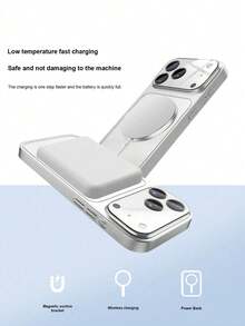 1pc Silver Upgraded Version: Original Large Window Magnetic Protective Case, Compatible With IPhone 17/16/15/14/13 Apple Air/17 Pro Max - Supports Wireless Charging, Matte Texture - Silver - View 7