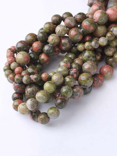 1串天然绿帘石珠子，宝石圆形散珠，适用于珠宝制作，尺寸：4、6、8、10毫米