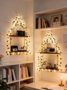 1 pieza/2 piezas Estantería flotante triangular con enredadera siempre verde, estante de almacenamiento de estilo bohemio montado en la pared, decoración rústica para el hogar, estante decorativo para exhibición, organizador de pared estético para libros, plantas y pequeños decorativos, acento minimalista moderno para el hogar, adecuado para sala de estar, dormitorio, entrada, oficina, dormitorio, habitación de niños (baterías no incluidas) - Multicolor - Ver 7