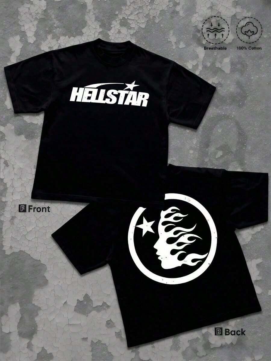 2026Vintage Streetwear 220g T Shirt 1pcs Retro Graphic 100% Cotton Y2K Swag Men Clothes, Double Sided Star And Flame Graphic TShirt, Cosmic Style Digital Printed T Shirt Gifts For MenLoose And Comfortable,Casual And Easy-Goin,High-Quality Wax Printed Cotton Retro FashionBrand T-Shirt, Men's T-Shirt, Beach Must-Have, Men's Summer T-Shirt, Holiday Gift, Perfect Gift,Graphic Tees Women,Graphic Tee,Shirts - Black - View 1