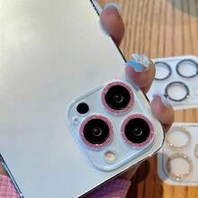 1pc Camera Lens Protector For IPhone 17/16/15/14/13/12/11 Pro Max - Lens Cover With Sparkling Rhinestone Decor, Scratch-Resistant Design, Fits All Models, Fashionable Phone Accessory - Pink - View 4
