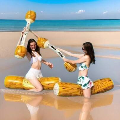 Inflatable Wood Grain Bats For Pool Party, Adult Canoe, Summer Swimming Pool Toys, Outdoor Swimming Toys, Summer Outdoor Party Toys