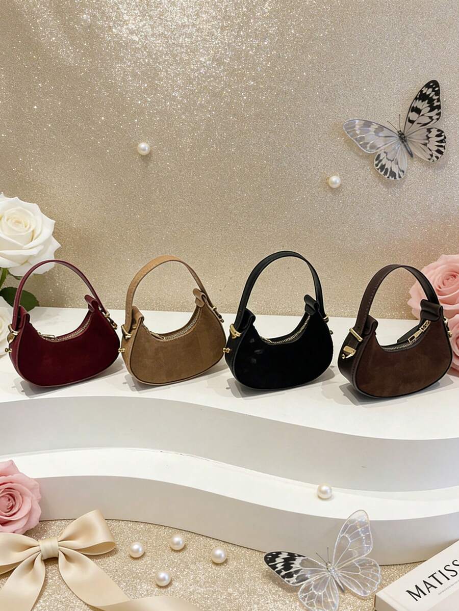 1 pieza Este bolso de mano en forma de media luna de estilo retro de PU es adecuado para diversas ocasiones y tiene una amplia gama de usos. Es versátil y adecuado para actividades al aire libre, juegos, ir y venir, etc., lo que lo convierte en un regalo perfecto para adolescentes. - Multicolor - Ver 1
