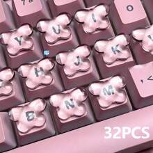 32片水晶透明键盘贴纸，专为女性设计，键盘贴纸，打字贴纸，3D美甲配件，特殊透明装饰，不伤指甲，透明DIY键帽，自粘式，女士办公键帽，耐用，长指甲打字工具，美甲打字贴纸，透明树脂键帽，3D贴纸 - 升級款 - 查看 7