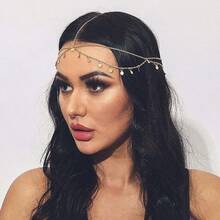 新款闪亮亮片波浪发箍，带流苏链发饰 - 彩色 - 查看 2