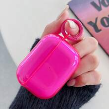 1pc Neon Pink Earphone Case Compatible With Apple 1/2/3/4, Pro/Pro 2, Anti-Drop Protection For New 4th Generation - Hot Pink - View 12