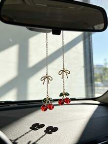 1pc Cherry Knot Car Rearview Mirror Decor, Car Interior Accessory - A - View 6