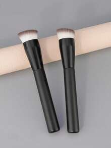 RANCAI 1pc All Black Angled Foundation Makeup Brush, Seamless Contour Brush, Cosmetic Makeup Tool - Multicolor - View 8