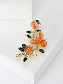 奢华珐琅柿子胸针 - 男女通用水果胸针，适合休闲派对佩戴，也可作为珠宝配饰或朋友礼物/徽章装饰 - 柿子 - 查看 6