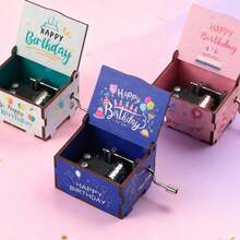 1pc Birthday Gift Hand Crank Music Box, Romantic Cute Style Finished 8-Note Music Box, Hand Crank Playback, Desktop Decor For Birthday Party, Thoughtful Gift For Friends And Couples - Birthday Series - View 5