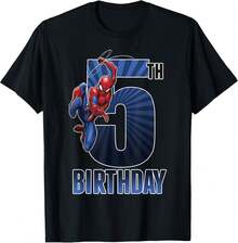 SPIDER-MANS Swinging 5th Birthday Graphic T-Shirt Small Summer Holiday Outfits,Tops For Women,Summer Tops,Black Tops,Summer Clothes,Party Tops,Funny T Shirts,Men Clothes,Gifts For Men,Girls Clothes,Boys Outfits,Family Matching Outfit,Matching Mum And Daughter Outfit - 黑色 - 查看 7