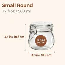 ComSaf Airtight Glass Jars With Lids 17oz Small Food Storage Container Set Of 1/6 - Airtight Canister With Clear Preserving Seal Wire Clip Fastening For Kitchen Canning Pickling Mason Jars - Trong suốt, 1 chiếc - Xem 2
