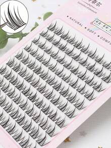 100 Clusters/10 Rows Sunflower Shaped False Eyelashes, Cartoon Style, Reusable, Enlarging Eyes, Segmented Design For Easy Application, Suitable For Daily, Commute, Party And Date Occasions - C - 查看 4