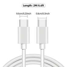 充电线，USB-C 转 USB-C 线，2 米 60W (3A) 适用于 IP 15/ 16/ 17 / 17Pro/ 17Plus/ 17ProMax、Mini 6/ Pro 2025、Air、Galaxy、Switch - 白色 - 查看 3