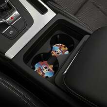 2 piezas Portavasos de coche antideslizantes con estampado de calavera, accesorios de coche minimalistas - A - Ver 4