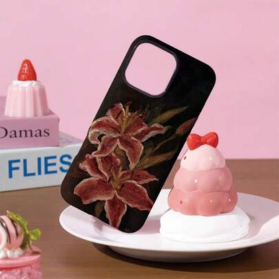 1件装油画红色百合手机壳 | 复古花卉艺术印花，兼容 17/17 Air/17 Pro/17 Pro Max/16/7/8/11/12/13/14/15/X/XR/Xs/Plus/Pro/Pro Max/SE2，以及三星Galaxy S23 Ultra/S24 FE/S25 Edge/S26 Plus