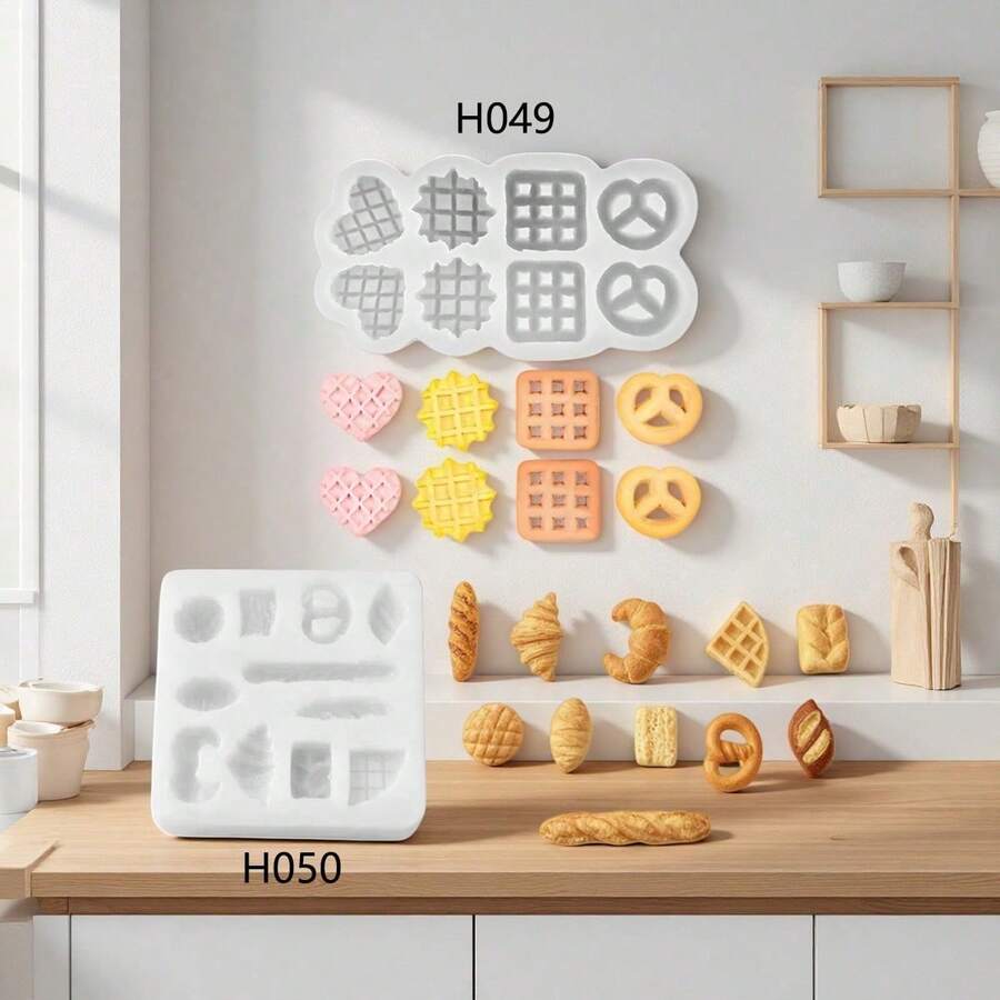 Khuôn silicon dùng để tự làm bánh mì, bánh quy, đất sét, đồ thủ công bằng nhựa. - Trắng - Xem 1