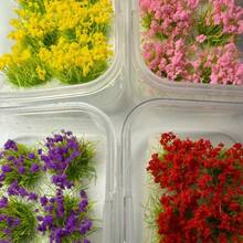 6 piezas/Caja Grupos de flores en miniatura, grupos de flores de simulación para varias decoraciones de paisaje en miniatura, materiales decorativos para mesas de arena, adornos de modelo arquitectónico DIY - Rojo - Ver 8