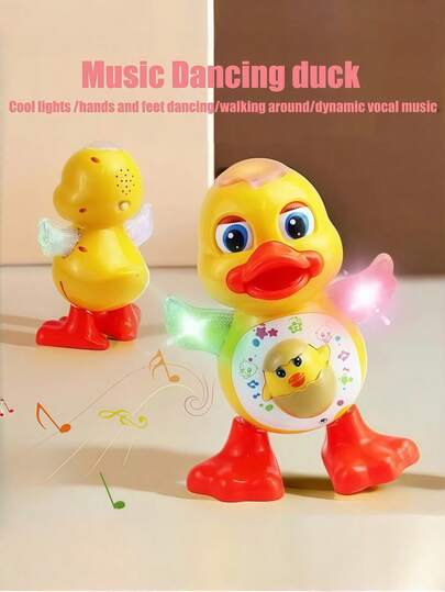 音乐跳舞太空鸭玩具，带灯光音效的行走鸭机器人，电动玩具，带灯光音效，会动会走会跳，适合婴幼儿，生日礼物，跳舞太空鸭玩具，跳舞鸭，跳舞鸭玩具，鸭子玩具，适合幼儿，男孩玩具，女孩玩具，发光玩具，玩具
