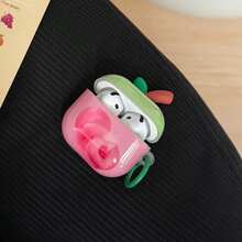 3D Leaf Pink Peach + Circular Ring Earphone Case Compatible With Apple Pro3/Pro2/AirPods4/AirPods3/AirPods2, Fashion Women Earphone Case, Minimalist Earphone Case, Apple Earphone Case, Apple Earphone Cover - Pink - View 2