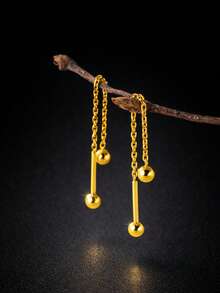 FOREVER QUEEN 1PC S925 Sterling Silver Glittering Bead Belly Button Ring - Elegant And Sexy Long-Style Belly Button Accessory - Single - View 2