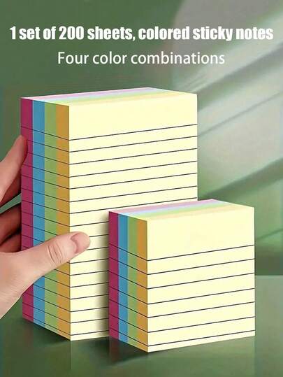 200pcs Colorful Sticky Notes Set - 4 Vibrant Colors Combination, Easy To Use, Suitable For Study, Record And Daily Organization, Great For Students, Office And Home Use