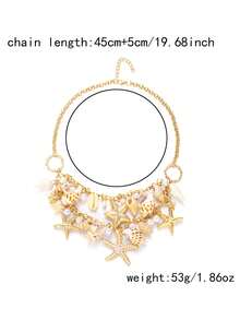 1pc New Summer Beach Shell Waist Chain, Bohemian Style Seaside Resort Starfish & Seashell Pendant Necklace For Women,Jewellery,Festival,Accessories - Multicolor - View 5