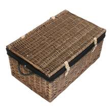 Red Hamper 62cm Antique Wash Rope Handled Wicker Picnic Basket - Black - View 3