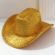1PC Men's And Women's Unisex Rhinestone Tassel Distressed Shiny Cowboy Hat, Novelty Fun Punk Style Wide Brim Hat Bridesmaid Hat Bride Hat Gift Hat Cowgirl Hat, Suitable For Parties, Western Themed Events, Gatherings, Engagement Parties, Cosplay, Graduation Ceremonies, Masquerade Balls, Festivals, Weddings, Birthday Celebrations, Music Festivals, Coming-Of-Age Ceremonies - Solid Color - View 12