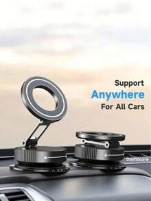 Alloy Magnetic 360° Tri-Axis Foldable MagSafe Car Phone Holder Vacuum Suction Cup Magnetic Base, Suitable For Navigation, Compatible With IPhone And All MagSafe Devices, Made Of Zinc Alloy, Multi-Angle Adjustment, No Charging Required, Foldable Design, Durable Hinge Mechanism, Won't Damage Car Interior Spring Gift - Multicolor - View 7